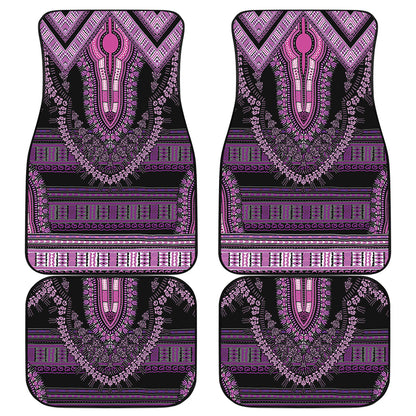 Purple And Black African Dashiki Print Front and Back Car Floor Mats