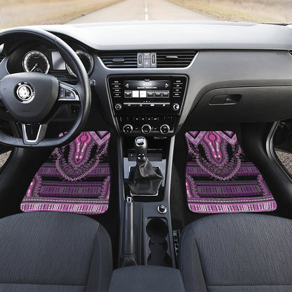Purple And Black African Dashiki Print Front and Back Car Floor Mats
