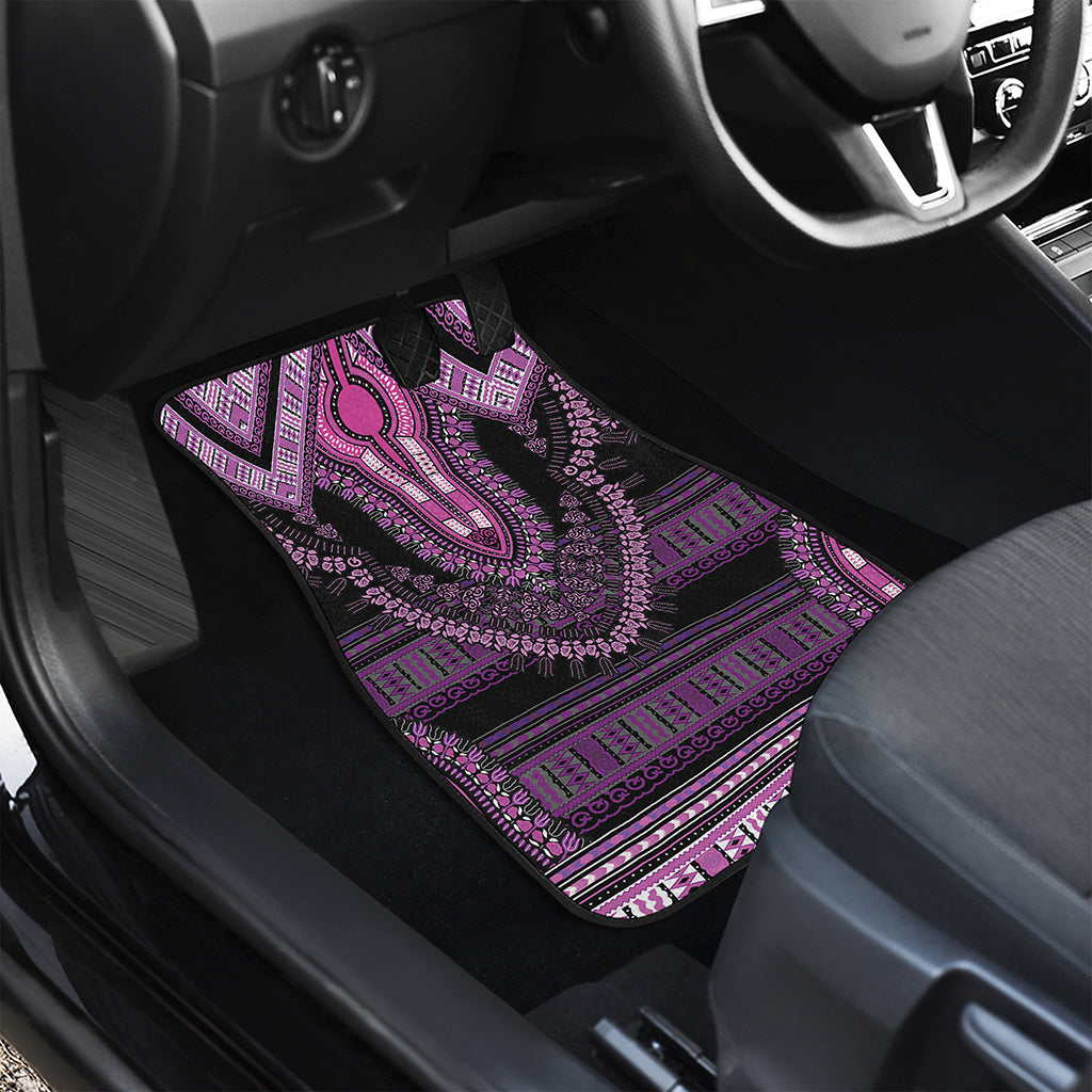 Purple And Black African Dashiki Print Front and Back Car Floor Mats
