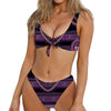 Purple And Black African Dashiki Print Front Bow Tie Bikini