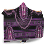 Purple And Black African Dashiki Print Hooded Blanket