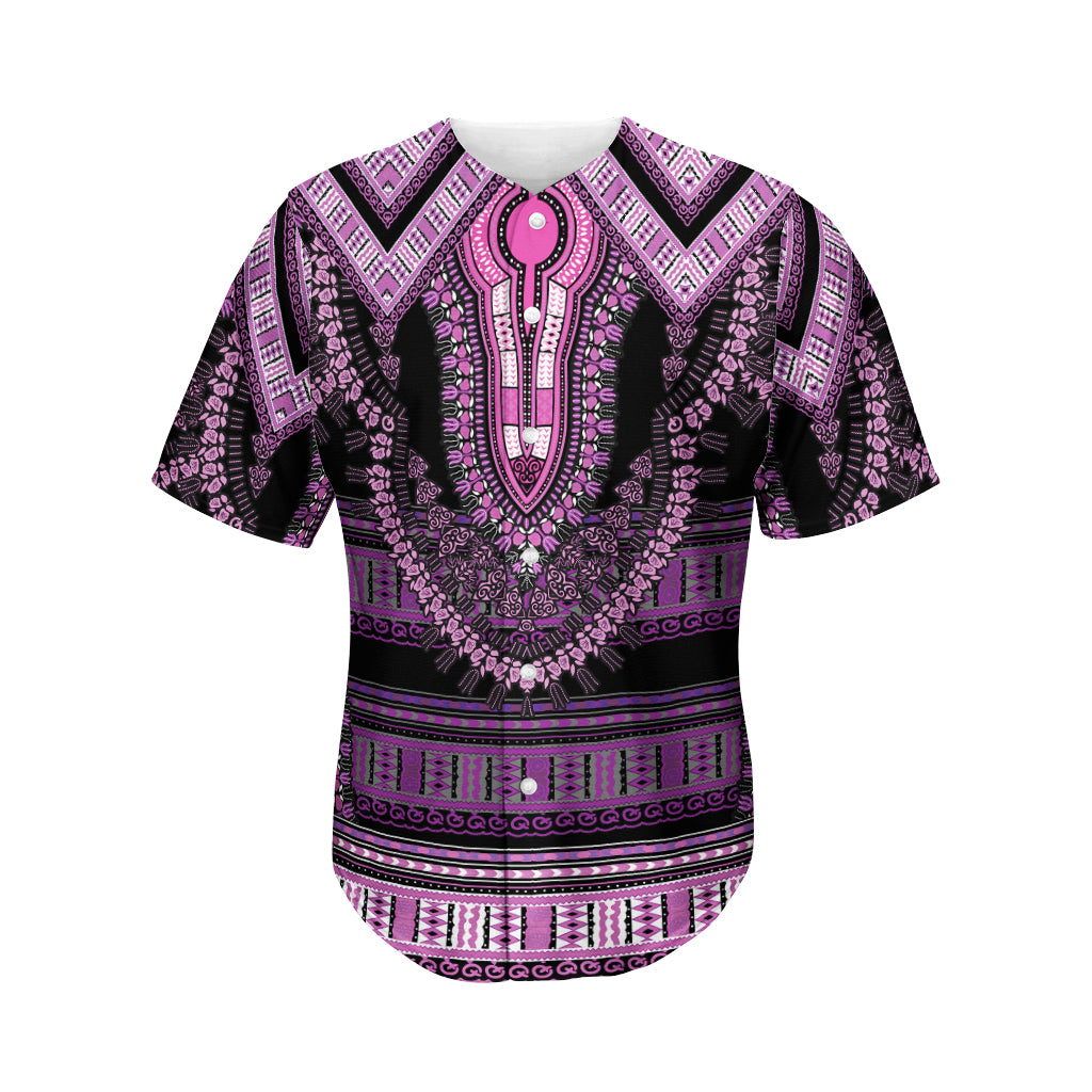 Purple And Black African Dashiki Print Men's Baseball Jersey