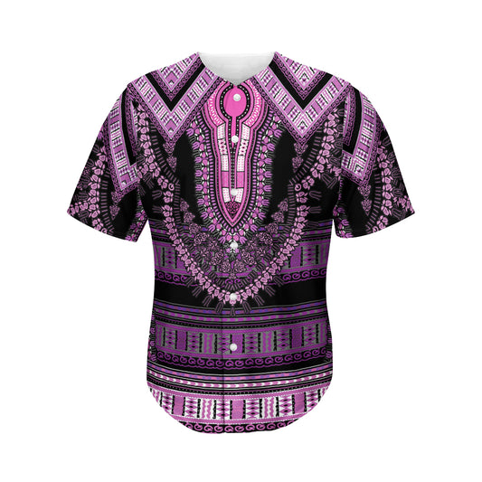 Purple And Black African Dashiki Print Men's Baseball Jersey