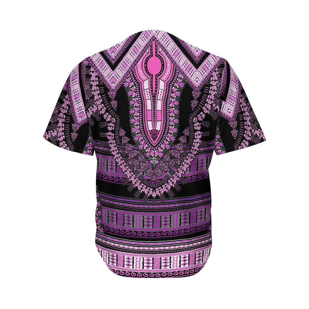 Purple And Black African Dashiki Print Men's Baseball Jersey
