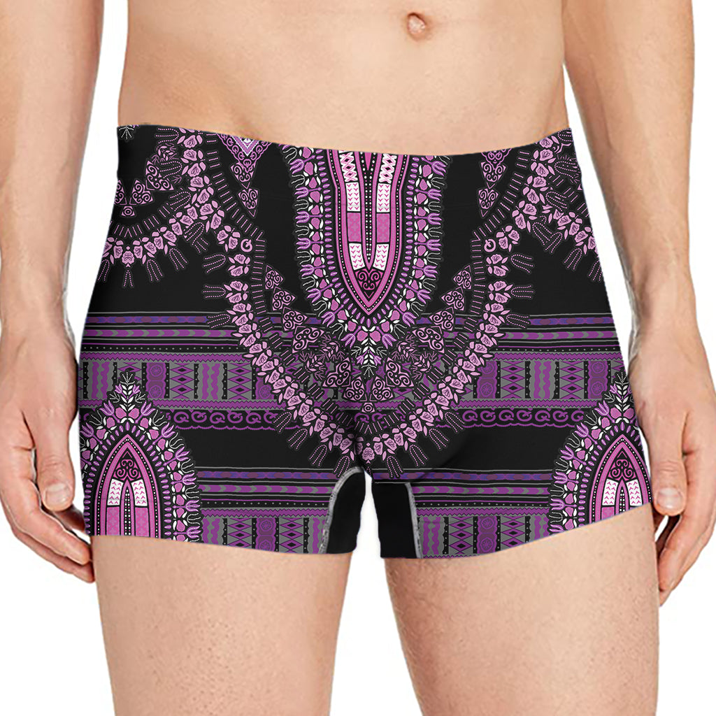 Purple And Black African Dashiki Print Men's Boxer Briefs