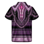 Purple And Black African Dashiki Print Men's Short Sleeve Shirt
