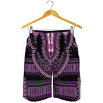 Purple And Black African Dashiki Print Men's Shorts