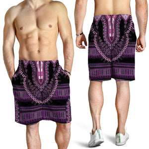 Purple And Black African Dashiki Print Men's Shorts