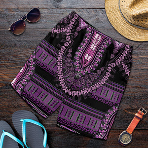 Purple And Black African Dashiki Print Men's Shorts