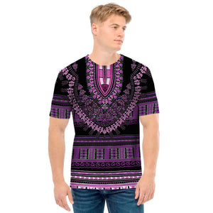 Purple And Black African Dashiki Print Men's T-Shirt