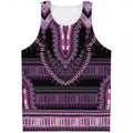 Purple And Black African Dashiki Print Men's Tank Top