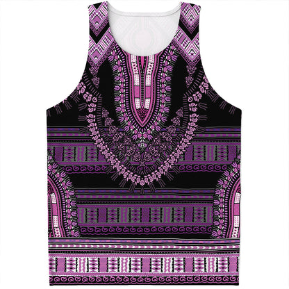 Purple And Black African Dashiki Print Men's Tank Top