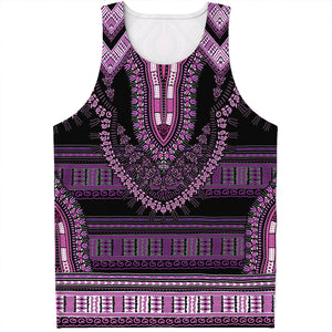 Purple And Black African Dashiki Print Men's Tank Top