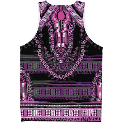 Purple And Black African Dashiki Print Men's Tank Top