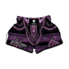 Purple And Black African Dashiki Print Muay Thai Boxing Shorts