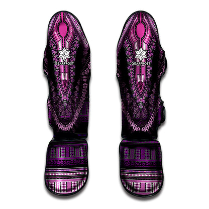 Purple And Black African Dashiki Print Muay Thai Shin Guard