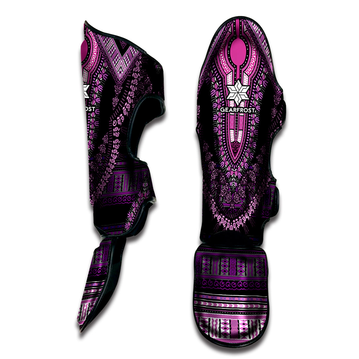 Purple And Black African Dashiki Print Muay Thai Shin Guard