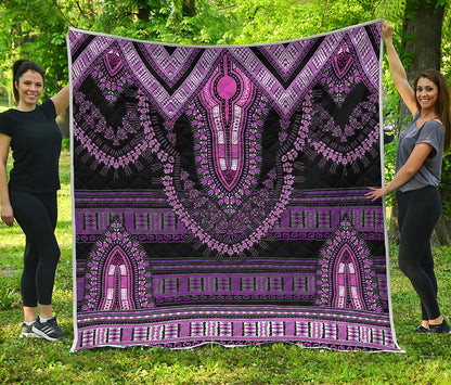 Purple And Black African Dashiki Print Quilt