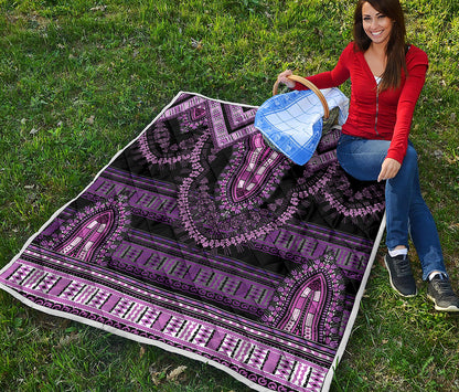 Purple And Black African Dashiki Print Quilt