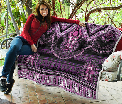 Purple And Black African Dashiki Print Quilt