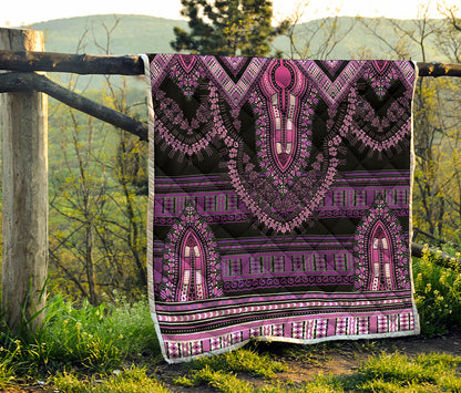 Purple And Black African Dashiki Print Quilt