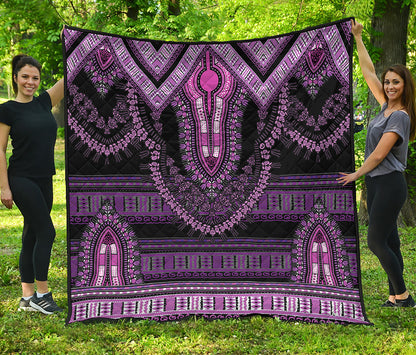 Purple And Black African Dashiki Print Quilt