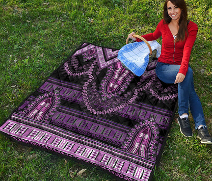 Purple And Black African Dashiki Print Quilt