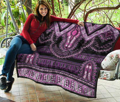 Purple And Black African Dashiki Print Quilt