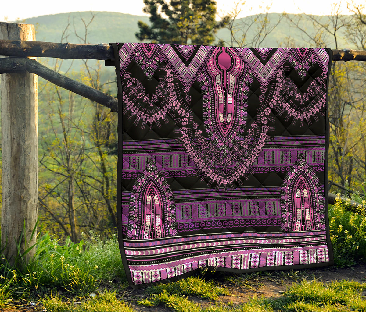 Purple And Black African Dashiki Print Quilt