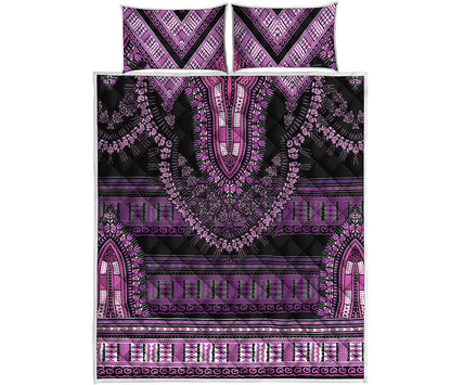 Purple And Black African Dashiki Print Quilt Bed Set