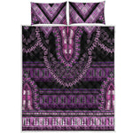 Purple And Black African Dashiki Print Quilt Bed Set