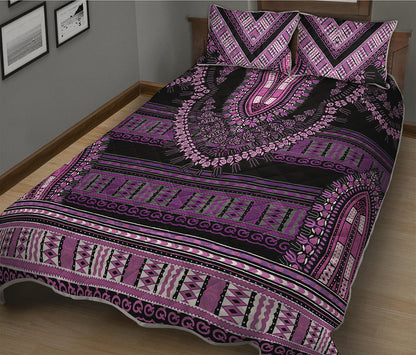 Purple And Black African Dashiki Print Quilt Bed Set