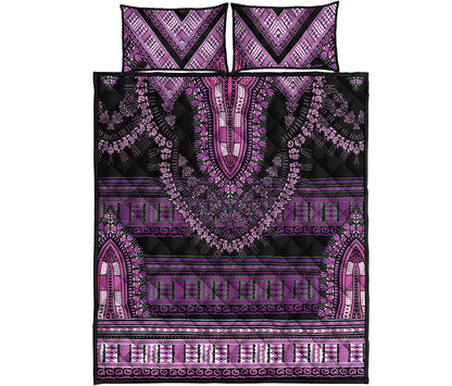Purple And Black African Dashiki Print Quilt Bed Set