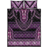 Purple And Black African Dashiki Print Quilt Bed Set