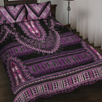 Purple And Black African Dashiki Print Quilt Bed Set