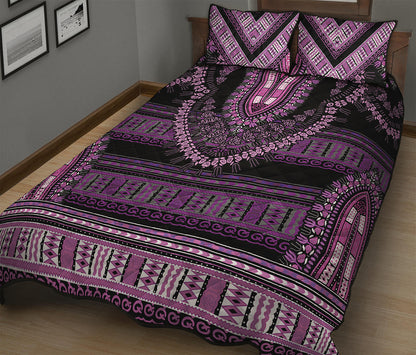 Purple And Black African Dashiki Print Quilt Bed Set