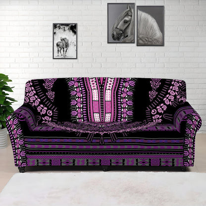 Purple And Black African Dashiki Print Sofa Cover