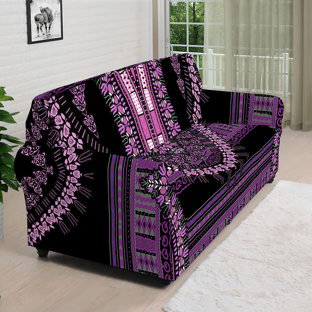 Purple And Black African Dashiki Print Sofa Cover