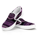 Purple And Black African Dashiki Print White Slip On Sneakers