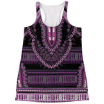Purple And Black African Dashiki Print Women's Racerback Tank Top