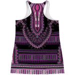 Purple And Black African Dashiki Print Women's Racerback Tank Top