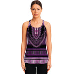 Purple And Black African Dashiki Print Women's Racerback Tank Top