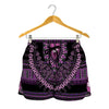 Purple And Black African Dashiki Print Women's Shorts