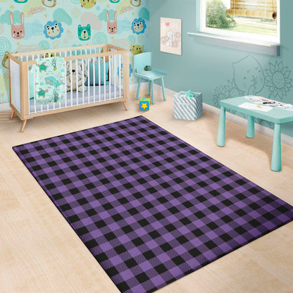 Purple And Black Buffalo Check Print Area Rug
