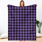 Purple And Black Buffalo Check Print Blanket