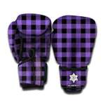 Purple And Black Buffalo Check Print Boxing Gloves