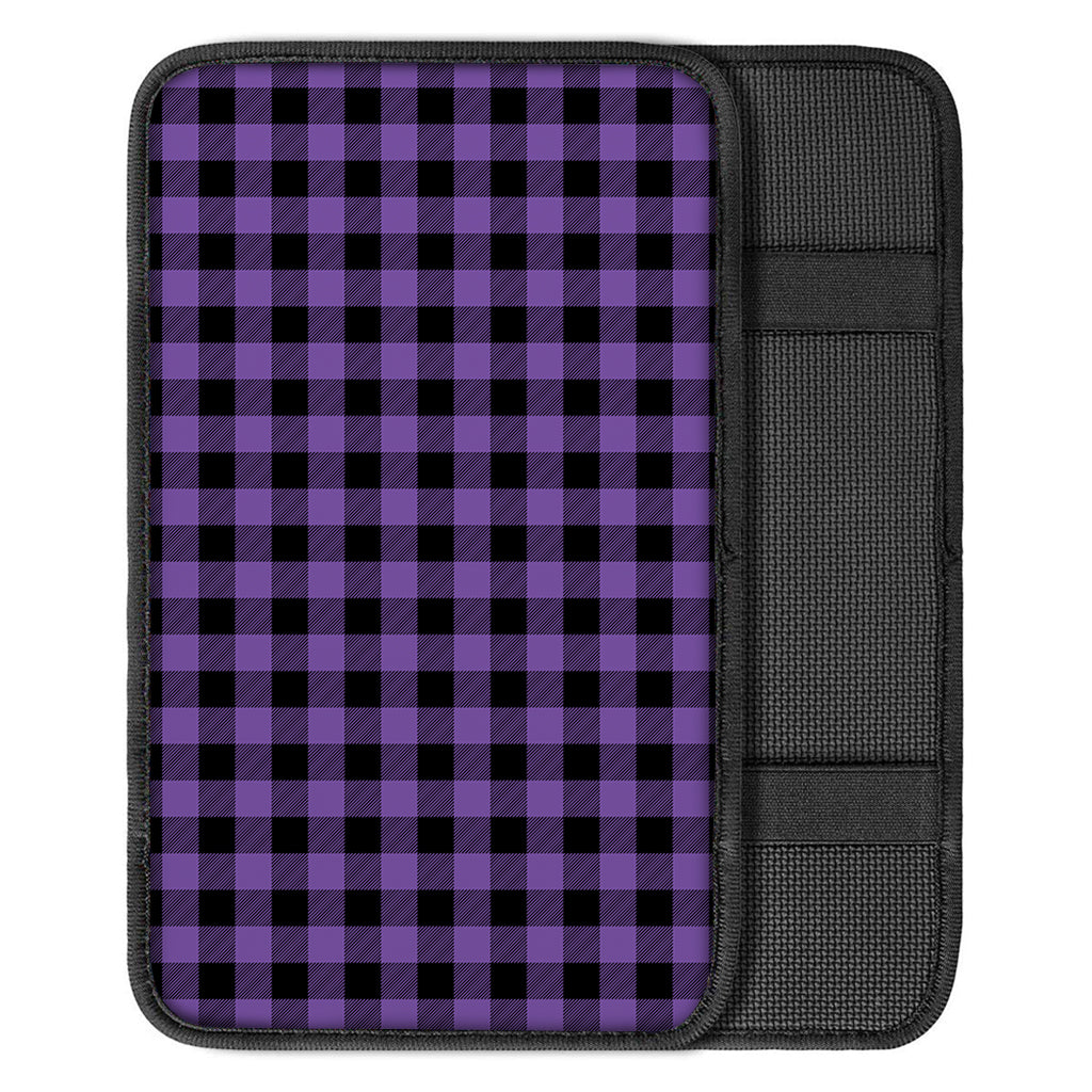 Purple And Black Buffalo Check Print Car Center Console Cover