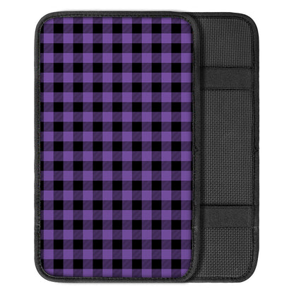 Purple And Black Buffalo Check Print Car Center Console Cover