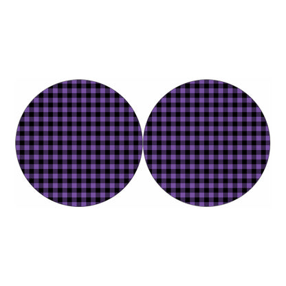 Purple And Black Buffalo Check Print Car Coasters