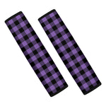 Purple And Black Buffalo Check Print Car Seat Belt Covers